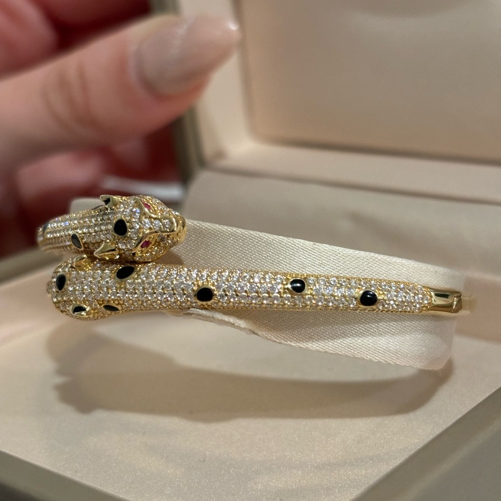 14K Gold and Black Panther Bracelet